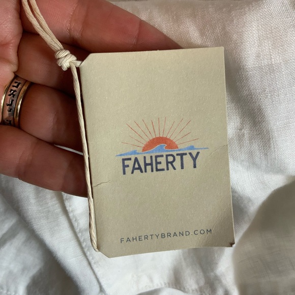 Faherty Ozzy Linen Jumpsuit relaxed leg front button sleeveless romper pants XL - Picture 14 of 14